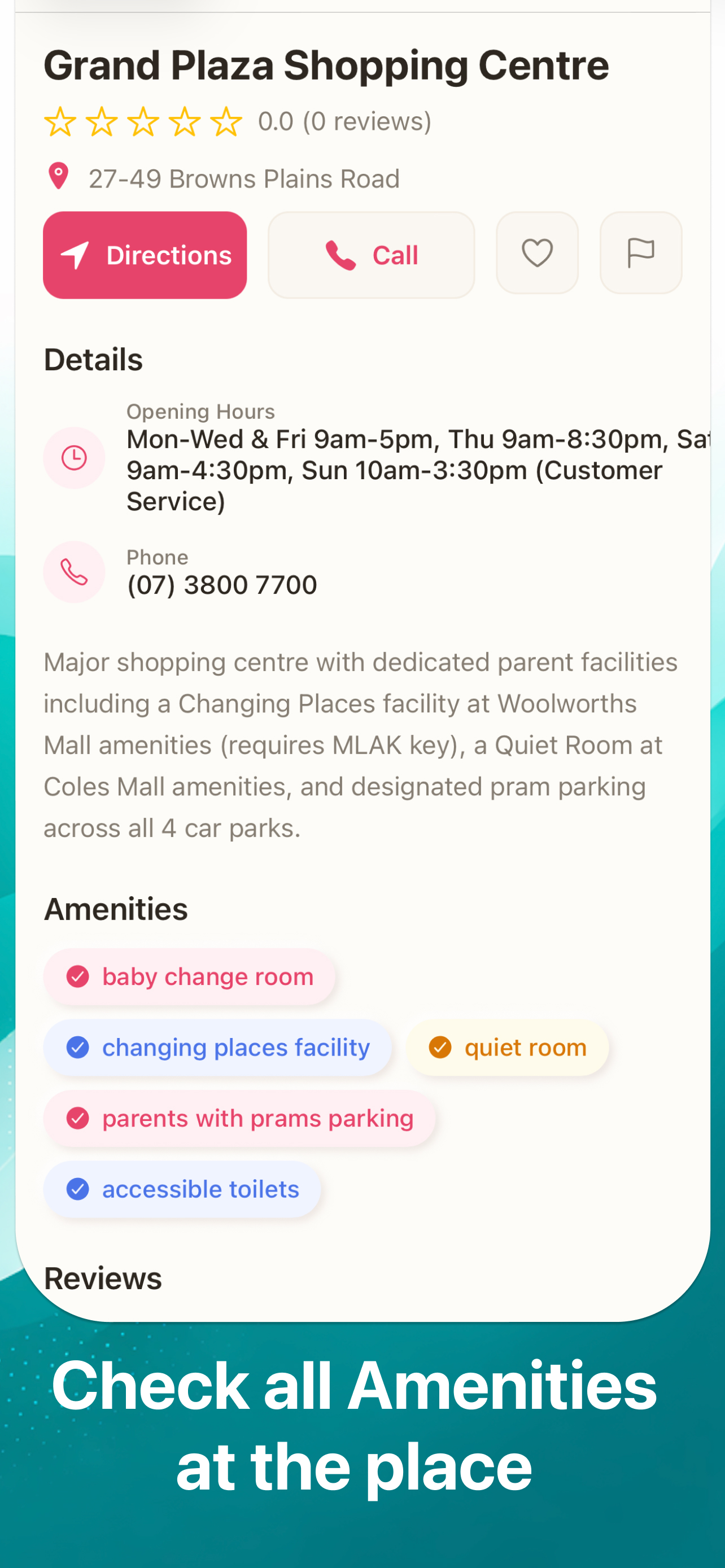 App screenshot - Check all amenities at the place